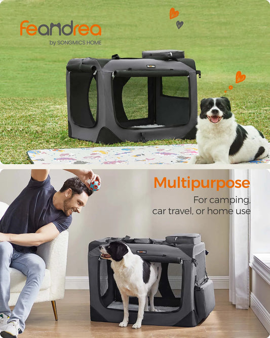 Feandrea Foldable Pet Carrier Bag, Portable Dog Travel Crate, Soft Sided Travel Carrier Large Dog Crate for Car - The Urban Blasts Ltd