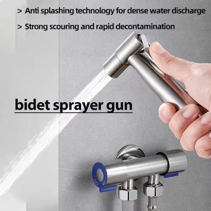 Toilet matching bidet spray set, one in two out double control double out faucet, with 1.5M flexible hose - The Urban Blasts Ltd