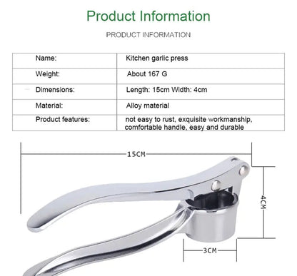 Garlic Press Crusher Mincer Kitchen Stainless Steel Garlic Smasher Squeezer Manual Press Grinding Tool Kitchen Accessories - The Urban Blasts Ltd
