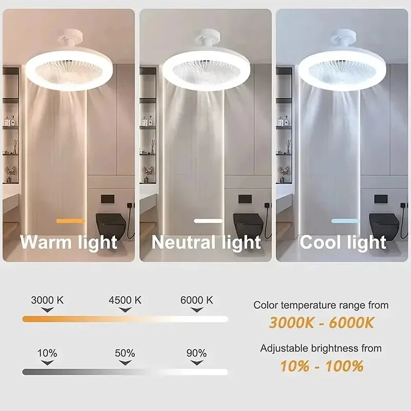 2 In 1 Energy Saving Remote Control Ceiling Fan Lamp Infinitely Dimmable E27 Base Bottom Noise Mute LED Decorative Light 85-265V - The Urban Blasts Ltd