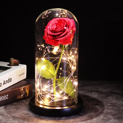 LED Night Light Rose In Flask Glass For Valentines and Mother's day