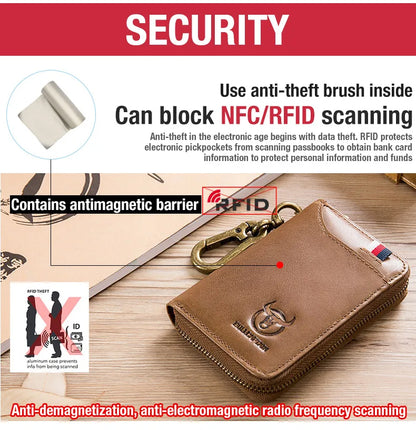 BULLCAPTAIN Genuine Leather Men's Key Card Bag High-quality Multi-function Wallet - The Urban Blasts Ltd