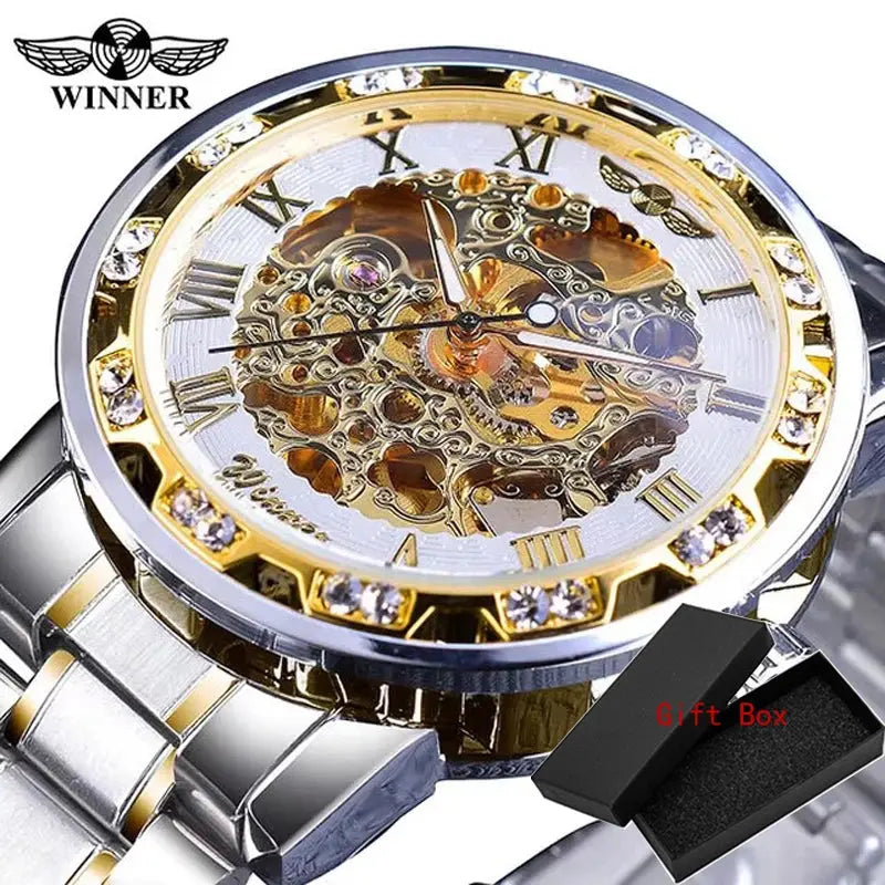 Fashion Winner Hot Top Brand Luxury Men Transparent Diamond Luminou Smovement Male Mechanical Skeleton Royal Design Wrist Watch - The Urban Blasts Ltd