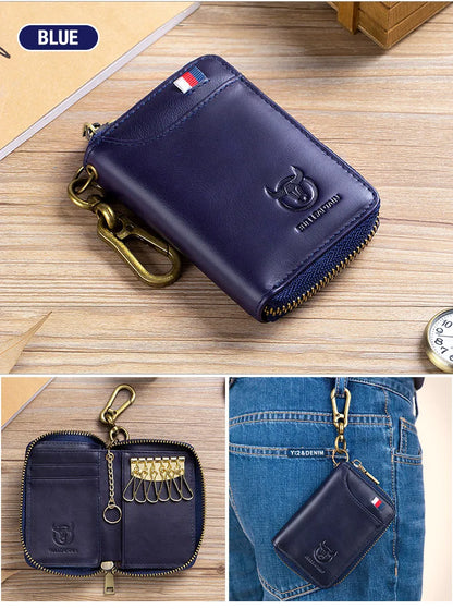 BULLCAPTAIN Genuine Leather Men's Key Card Bag High-quality Multi-function Wallet - The Urban Blasts Ltd