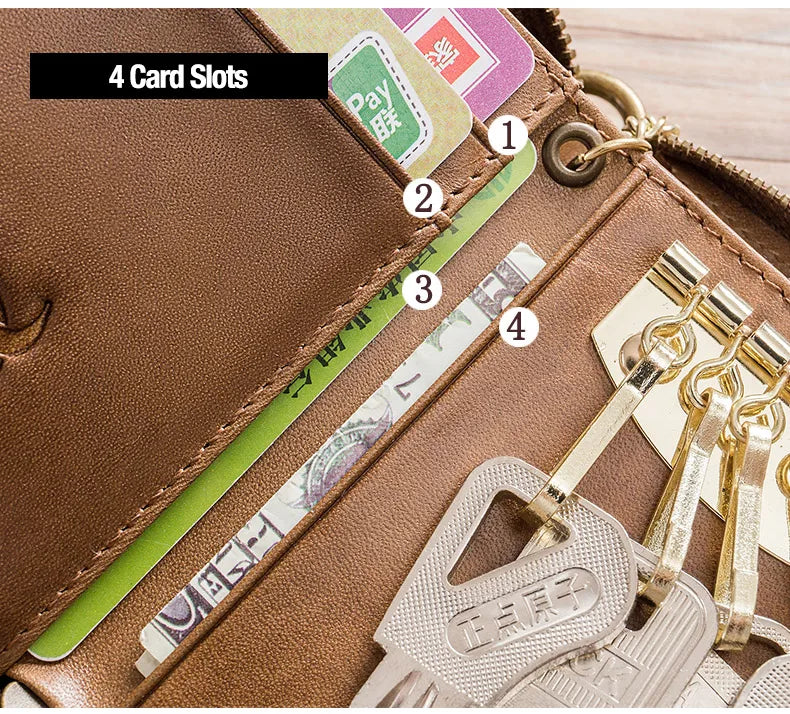 BULLCAPTAIN Genuine Leather Men's Key Card Bag High-quality Multi-function Wallet - The Urban Blasts Ltd