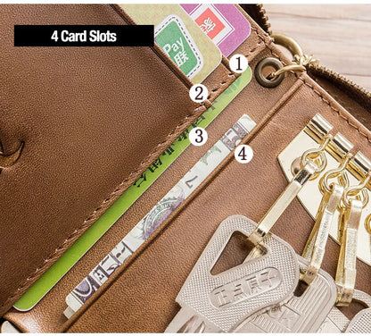BULLCAPTAIN Genuine Leather Men's Key Card Bag High-quality Multi-function Wallet - The Urban Blasts Ltd