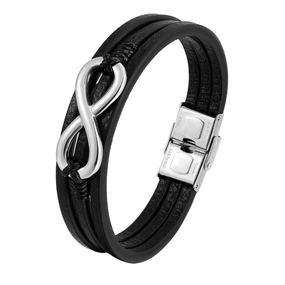 New Punk Stainless Steel Anchor Bracelets Genuine Leather Bracelet & Bangles Jewellery Black Colour Fashion Great for Valentine's Gift