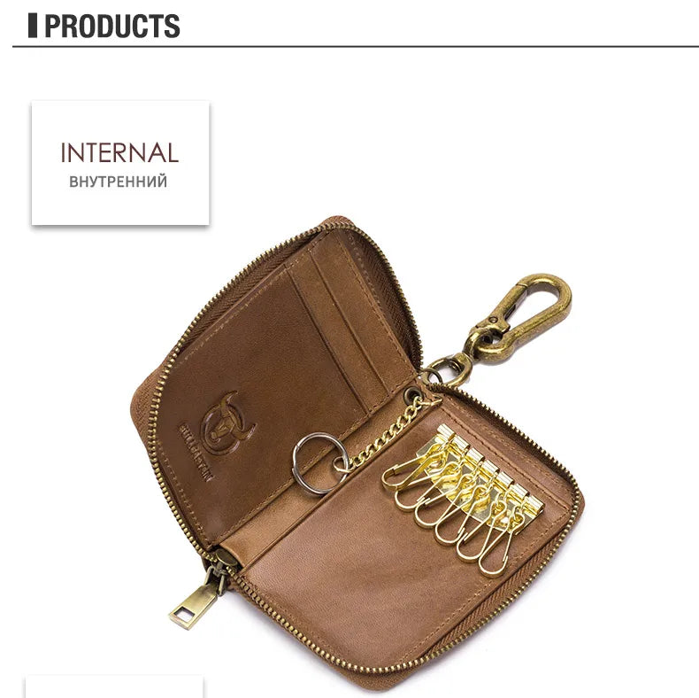 BULLCAPTAIN Genuine Leather Men's Key Card Bag High-quality Multi-function Wallet - The Urban Blasts Ltd