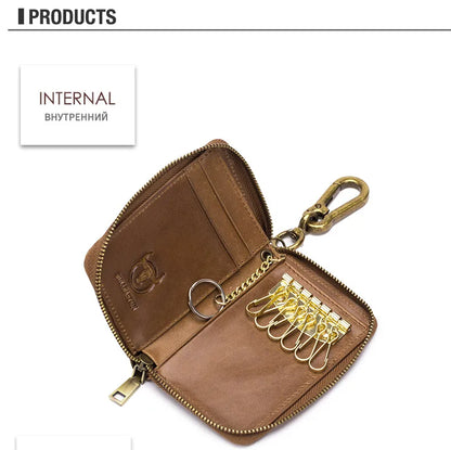 BULLCAPTAIN Genuine Leather Men's Key Card Bag High-quality Multi-function Wallet - The Urban Blasts Ltd