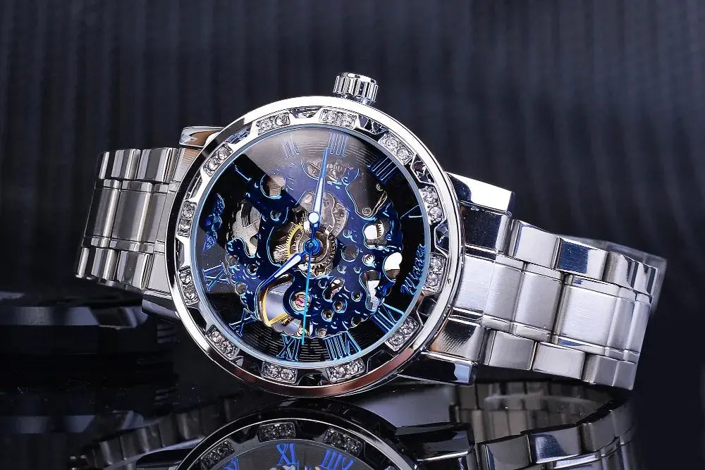 Fashion Winner Hot Top Brand Luxury Men Transparent Diamond Luminou Smovement Male Mechanical Skeleton Royal Design Wrist Watch - The Urban Blasts Ltd