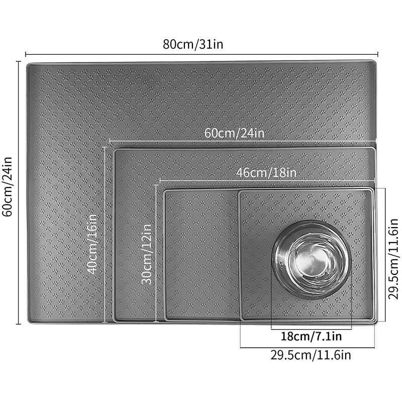 Waterproof Silicone Pet Feeding Mat, Non-Slip Dog Bowl Mat, Cat Food Tray