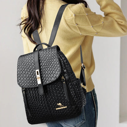 Luxury Women Leather Backpacks Casual Day Black Vintage Backpack perfect for Valentine's and Mother's day