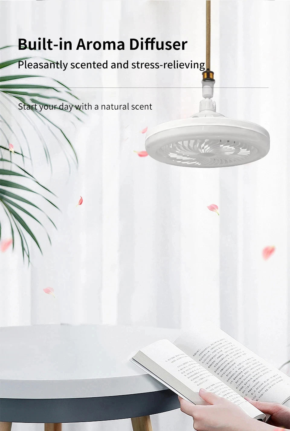 2 In 1 Energy Saving Remote Control Ceiling Fan Lamp Infinitely Dimmable E27 Base Bottom Noise Mute LED Decorative Light 85-265V - The Urban Blasts Ltd