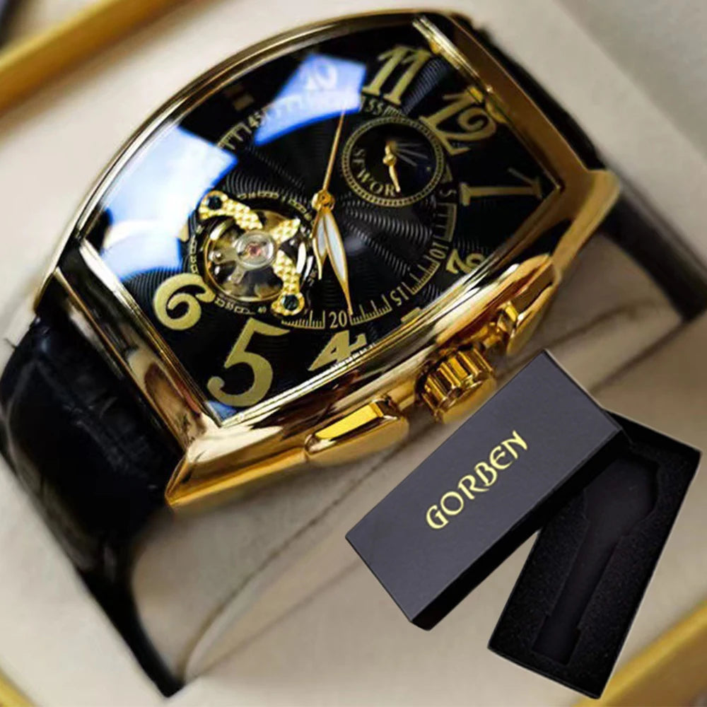 Luxury Mens Automatic Mechanical Watches Tourbillon Skeleton Wrist Clock Male Luminous Man Wrist watch Great  for Valentine's Day