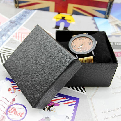 Fashion Lychee Pattern Imitation Leather Cardboard for Watches and Jewellery Accessories in Black Storage Box Gift