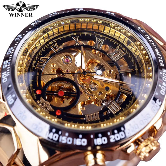 Winner Mechanical Sport Design Bezel Fashion Watch Brand Luxury Men Automatic Skeleton Watch Great for Valentine's day