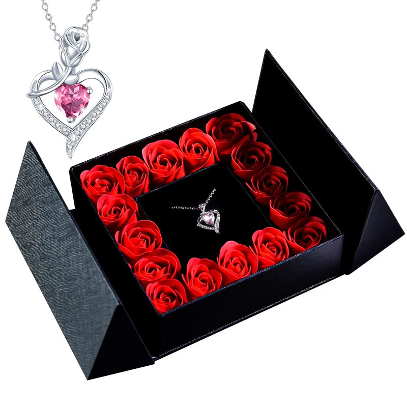 Gifts for Women Jewellery Necklace /w Soap Eternal Rose Gift Box For Valentine's and Mother's day Gifts