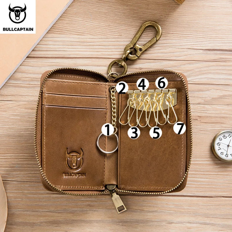 BULLCAPTAIN Genuine Leather Men's Key Card Bag High-quality Multi-function Wallet - The Urban Blasts Ltd