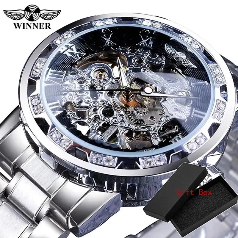 Fashion Winner Hot Top Brand Luxury Men Transparent Diamond Luminou Smovement Male Mechanical Skeleton Royal Design Wrist Watch - The Urban Blasts Ltd