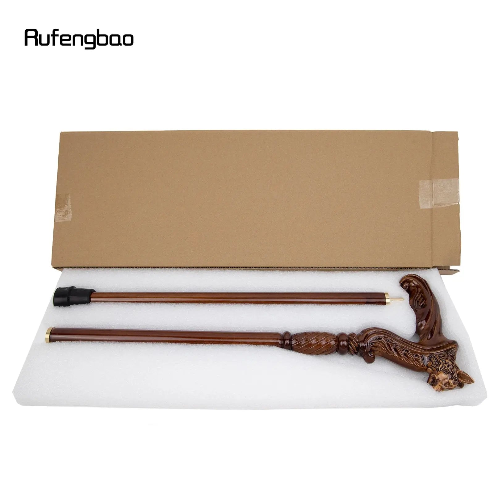Wolf Brown Wooden Fashion Walking Stick Decorative Vampire Cospaly Party Wood Walking Cane Halloween Mace Wand Crosier 93cm - The Urban Blasts Ltd