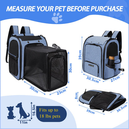 Pet Backpack Expandable Foldable Cat Carrier for Small Medium Dog and Cat Transport Dog Bag Large Space Pets Carrier with Zipper - The Urban Blasts Ltd