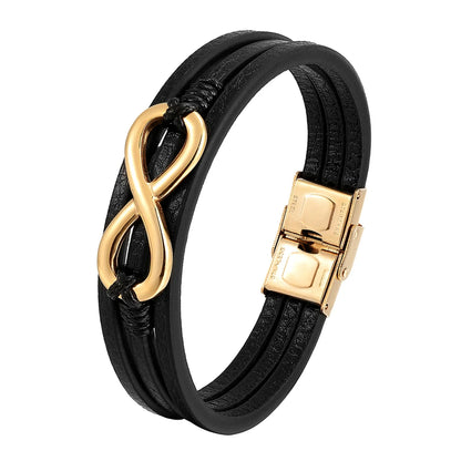 New Punk Stainless Steel Anchor Bracelets Genuine Leather Bracelet & Bangles Jewellery Black Colour Fashion Great for Valentine's Gift