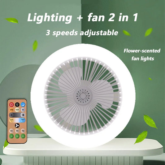 2 In 1 Energy Saving Remote Control Ceiling Fan Lamp Infinitely Dimmable E27 Base Bottom Noise Mute LED Decorative Light 85-265V - The Urban Blasts Ltd