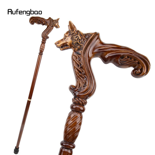 Wolf Brown Wooden Fashion Walking Stick Decorative Vampire Cospaly Party Wood Walking Cane Halloween Mace Wand Crosier 93cm - The Urban Blasts Ltd