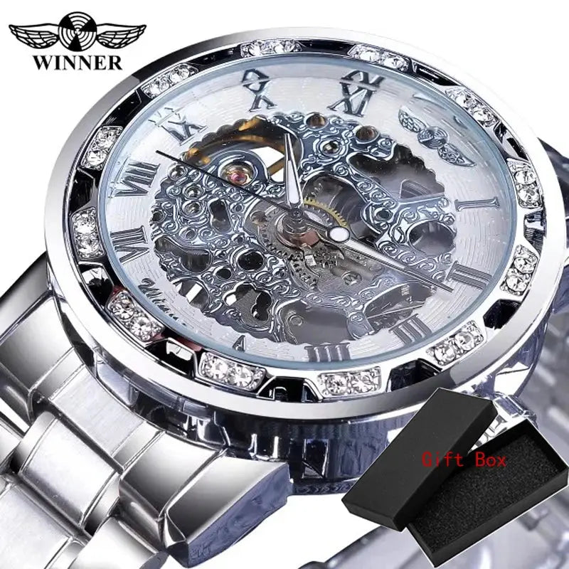 Fashion Winner Hot Top Brand Luxury Men Transparent Diamond Luminou Smovement Male Mechanical Skeleton Royal Design Wrist Watch - The Urban Blasts Ltd