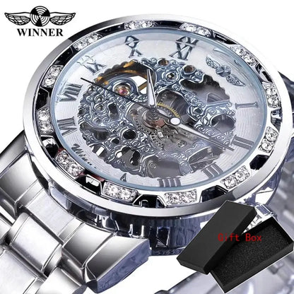 Fashion Winner Hot Top Brand Luxury Men Transparent Diamond Luminou Smovement Male Mechanical Skeleton Royal Design Wrist Watch - The Urban Blasts Ltd