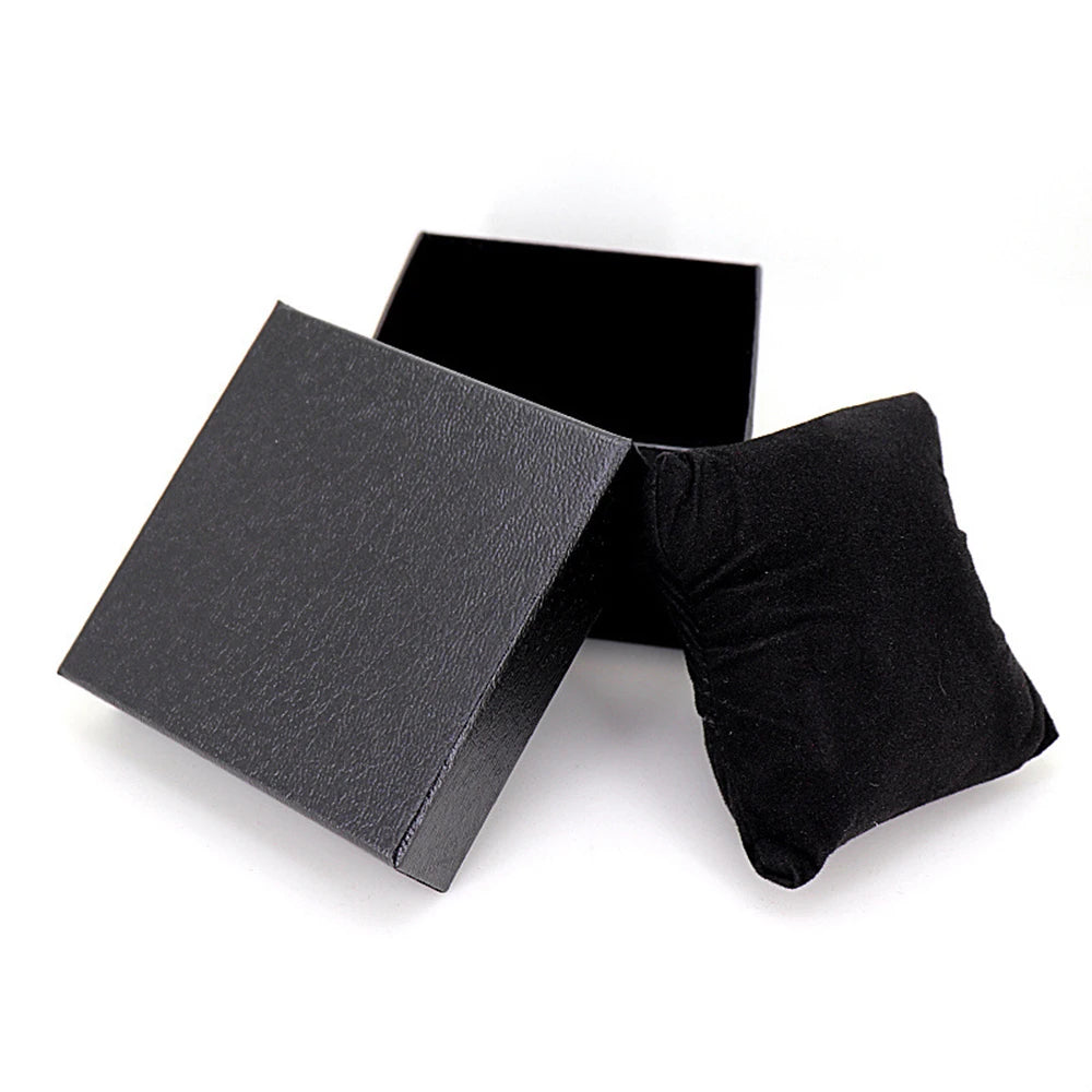 Fashion Lychee Pattern Imitation Leather Cardboard for Watches and Jewellery Accessories in Black Storage Box Gift