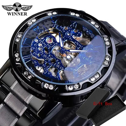 Fashion Winner Hot Top Brand Luxury Men Transparent Diamond Luminou Smovement Male Mechanical Skeleton Royal Design Wrist Watch - The Urban Blasts Ltd