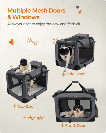 Feandrea Foldable Pet Carrier Bag, Portable Dog Travel Crate, Soft Sided Travel Carrier Large Dog Crate for Car - The Urban Blasts Ltd