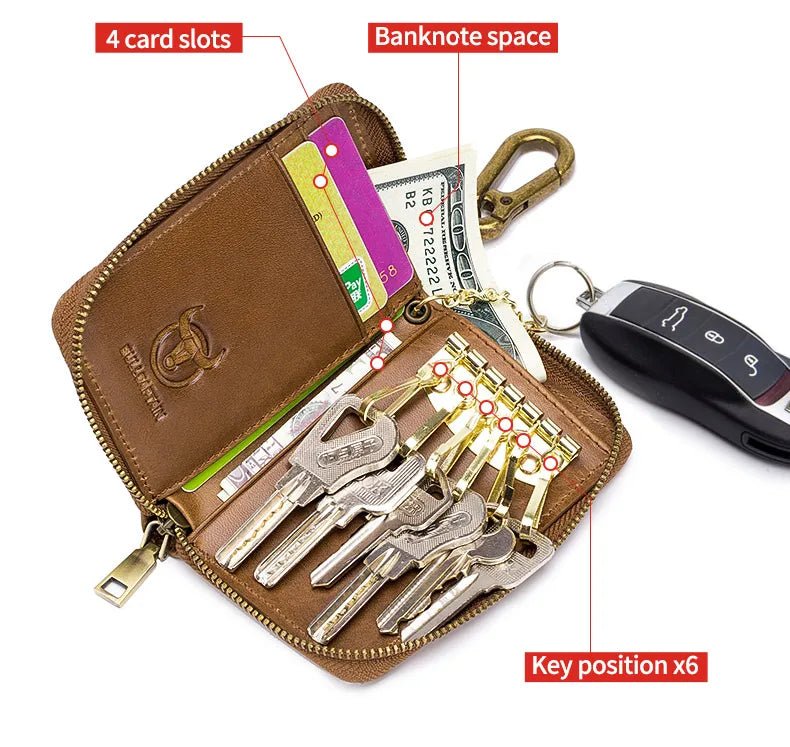 BULLCAPTAIN Genuine Leather Men's Key Card Bag High-quality Multi-function Wallet - The Urban Blasts Ltd
