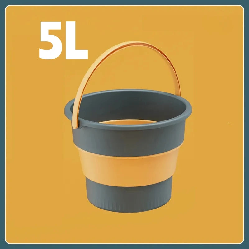 5/10L Folding Portable Bucket with Cover Car Wash Fishing Bathroom Tool Silicone Bucket Outdoor Camping Household Supplies - The Urban Blasts Ltd