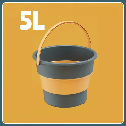 5/10L Folding Portable Bucket with Cover Car Wash Fishing Bathroom Tool Silicone Bucket Outdoor Camping Household Supplies - The Urban Blasts Ltd
