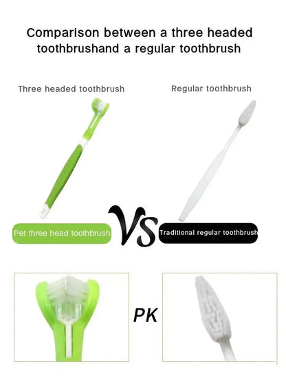 3 - Sided Pet Toothbrush Dog Plastic Toothbrush Removing Bad Breath Tartar Cleaning Mouth Pet Dental Care Cat Cleaning Mouth - The Urban Blasts Ltd