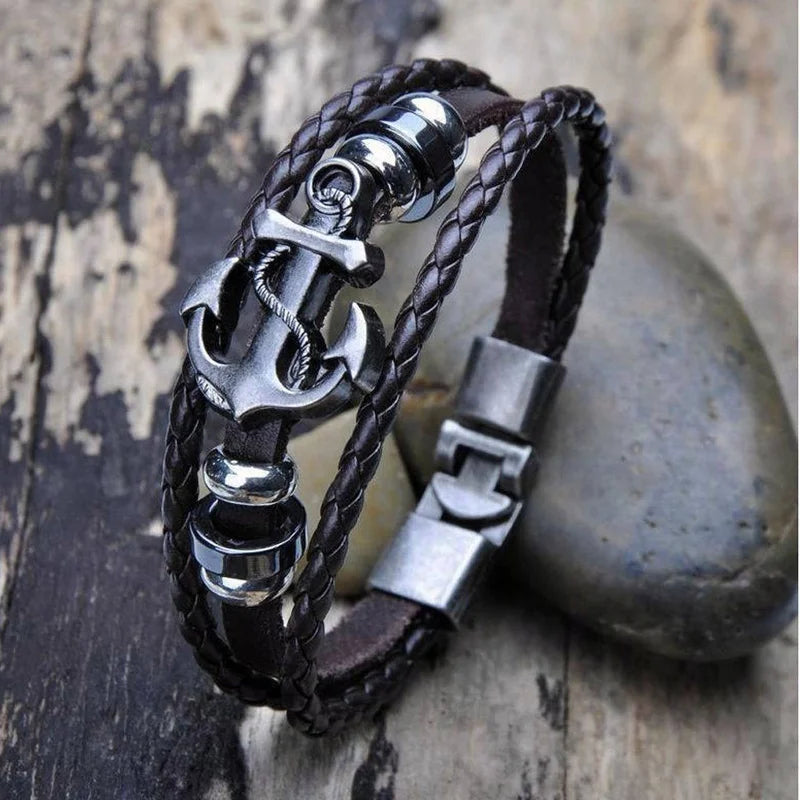 Retro Wide Leather Pirate Compass Bracelet Celtic Viking Compass Bracelet Jewellery Accessories Gifts to Valentine's Day