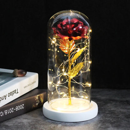 LED Night Light Rose In Flask Glass For Valentines and Mother's day