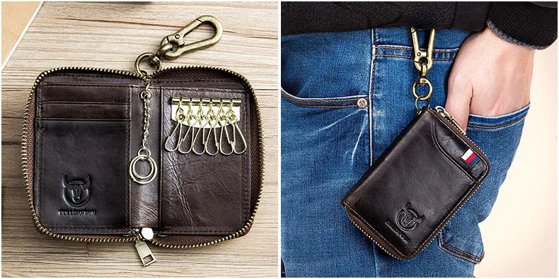 BULLCAPTAIN Genuine Leather Men's Key Card Bag High-quality Multi-function Wallet - The Urban Blasts Ltd