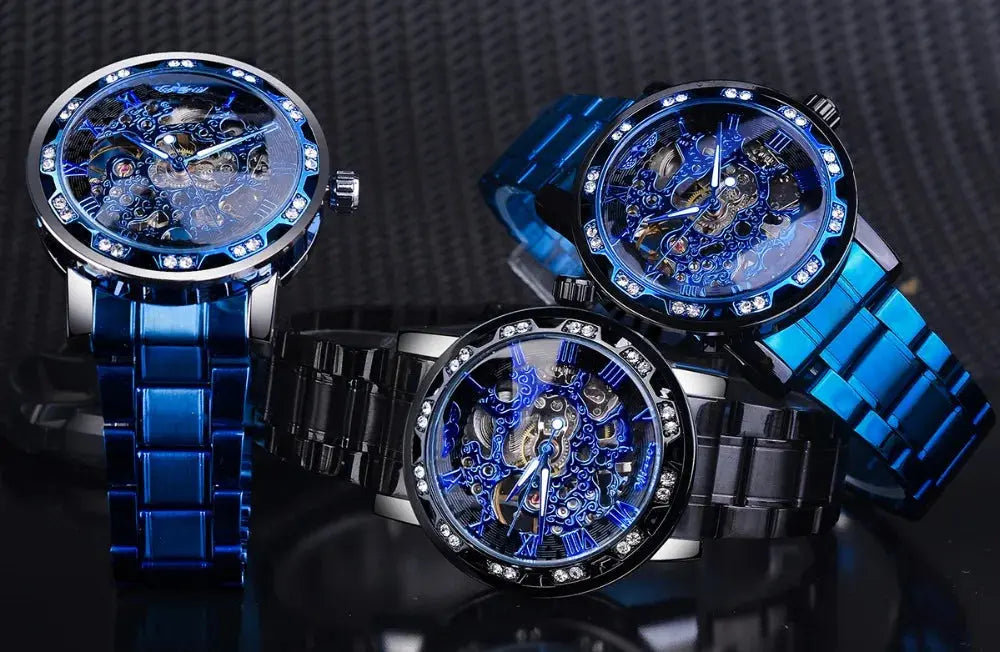 Fashion Winner Hot Top Brand Luxury Men Transparent Diamond Luminou Smovement Male Mechanical Skeleton Royal Design Wrist Watch - The Urban Blasts Ltd