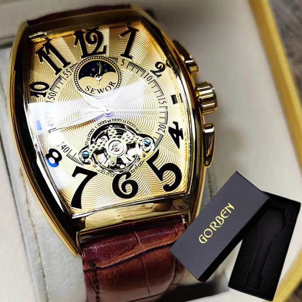 Luxury Mens Automatic Mechanical Watches Tourbillon Skeleton Wrist Clock Male Luminous Man Wrist watch Great  for Valentine's Day