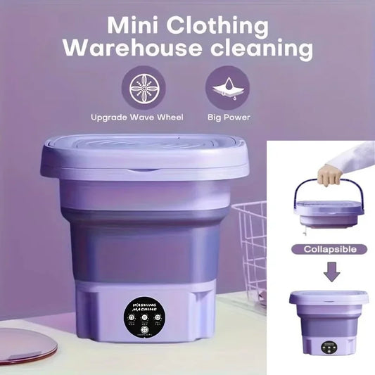 8L Portable Small Washing Machine Foldable with Spin Dryer For Socks Underwear Panties Mini Washer Household Laundry - The Urban Blasts Ltd
