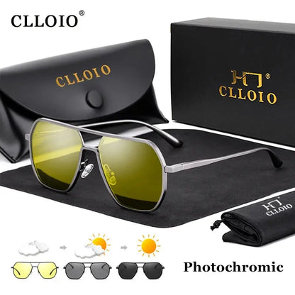 CLLOIO Anti-glare Day Night Vision Glasses Men Women Polarized Driving Sun Glasses Square Aluminum Photochromic Sunglasses UV400 - The Urban Blasts Ltd