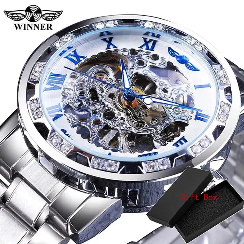 Fashion Winner Hot Top Brand Luxury Men Transparent Diamond Luminou Smovement Male Mechanical Skeleton Royal Design Wrist Watch - The Urban Blasts Ltd
