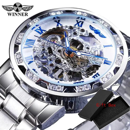 Fashion Winner Hot Top Brand Luxury Men Transparent Diamond Luminou Smovement Male Mechanical Skeleton Royal Design Wrist Watch - The Urban Blasts Ltd