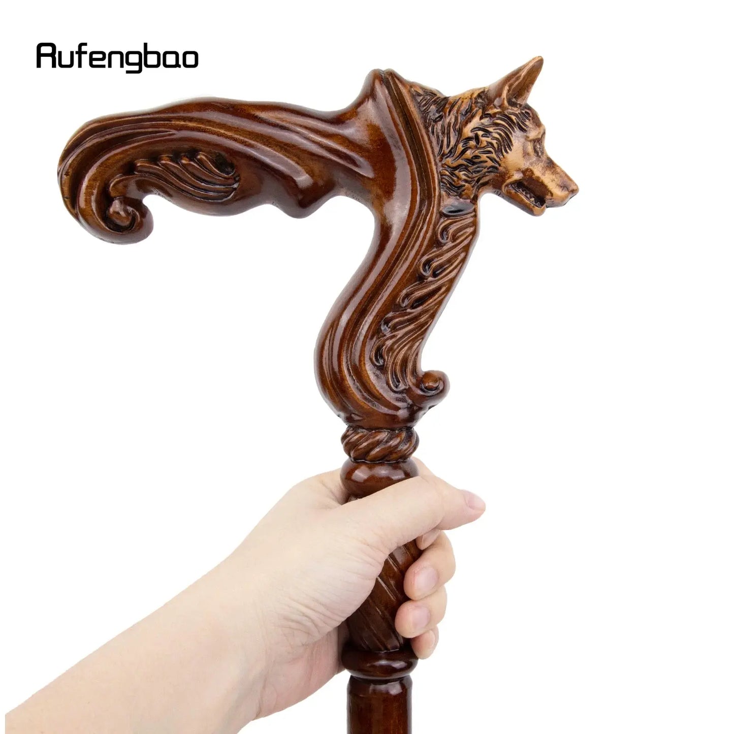 Wolf Brown Wooden Fashion Walking Stick Decorative Vampire Cospaly Party Wood Walking Cane Halloween Mace Wand Crosier 93cm - The Urban Blasts Ltd
