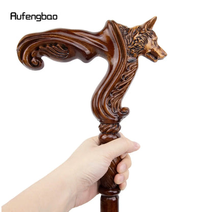 Wolf Brown Wooden Fashion Walking Stick Decorative Vampire Cospaly Party Wood Walking Cane Halloween Mace Wand Crosier 93cm - The Urban Blasts Ltd