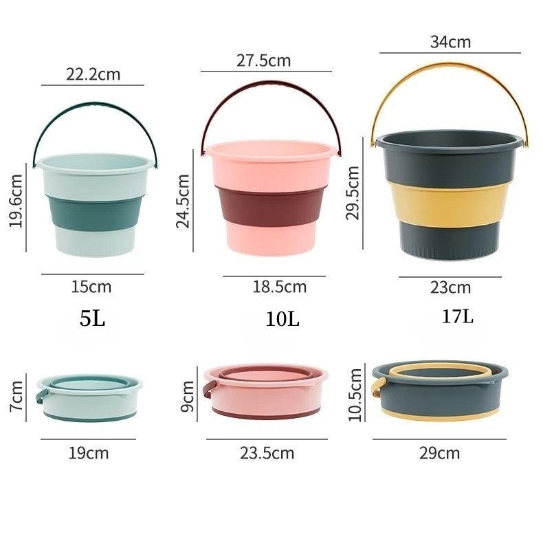 5/10L Folding Portable Bucket with Cover Car Wash Fishing Bathroom Tool Silicone Bucket Outdoor Camping Household Supplies - The Urban Blasts Ltd