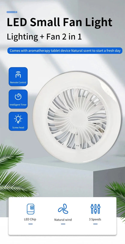 2 In 1 Energy Saving Remote Control Ceiling Fan Lamp Infinitely Dimmable E27 Base Bottom Noise Mute LED Decorative Light 85-265V - The Urban Blasts Ltd
